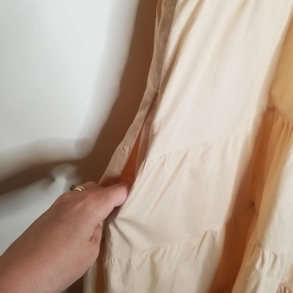 Ulla Johnson Tiered Midi Dress Ivory Oatmeal Cotton Boho Prairie Dress Hope